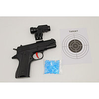 Детский пистолет 2в1 с гелиевыми пулями и мишенью 310