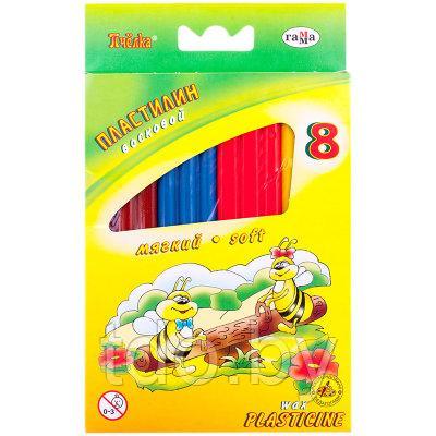 Пластилин восковой "Пчелка" 8 цв., 98 г, со стеком картонная коробка