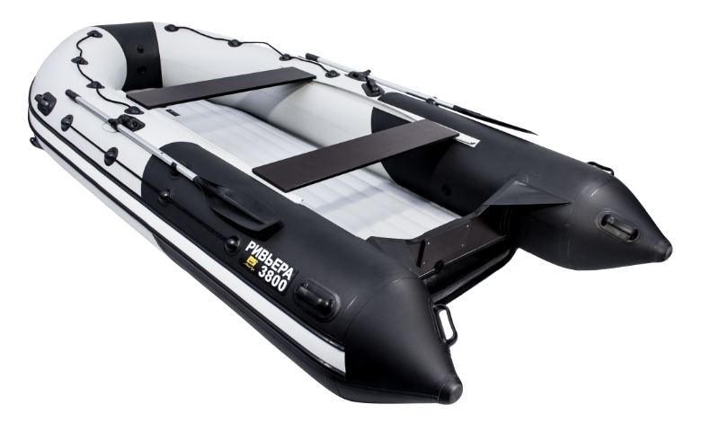 Надувная лодка Ривьера 3800 Килевое надувное дно "Комби" светло-серый/черный - фото 4 - id-p104964832
