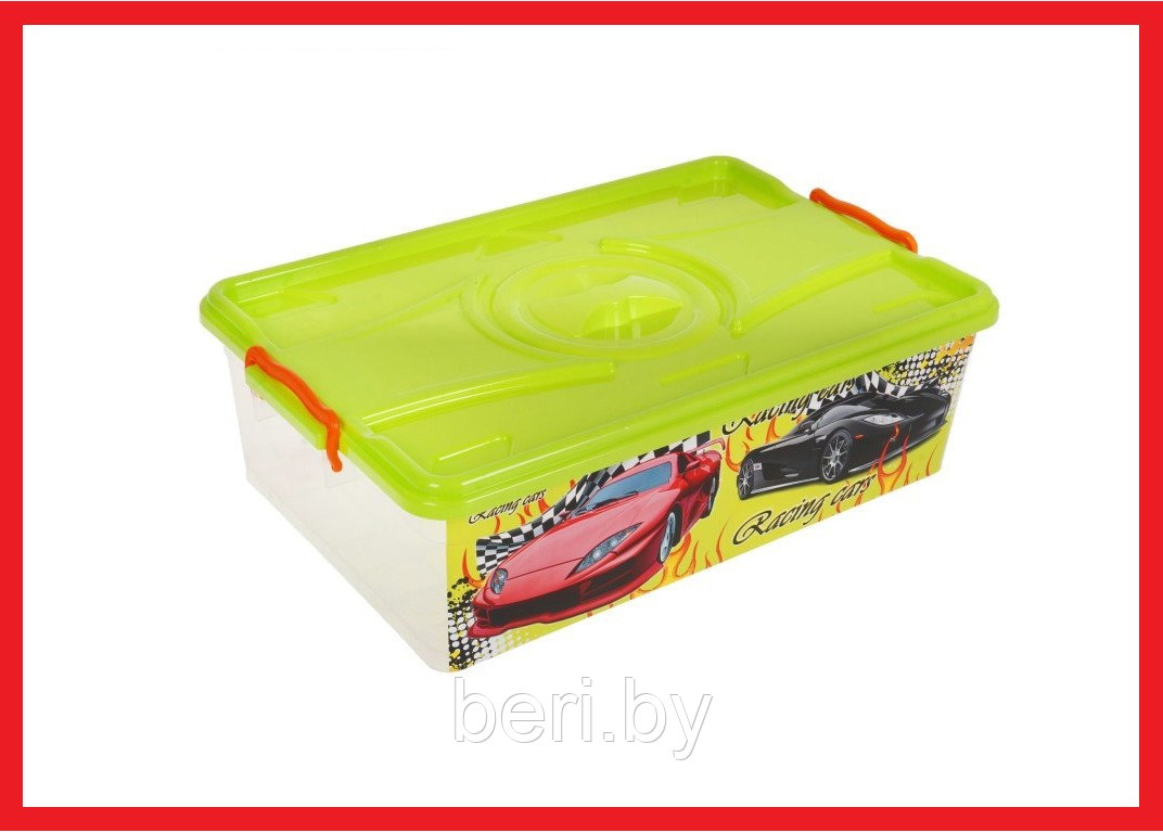 М3185 Ящик для игрушек, пластиковый контейнер с крышкой "Формула-2", 30 л, 61х39х18 см, Альтернатива