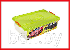 М3185 Ящик для игрушек, пластиковый контейнер с крышкой "Формула-2", 30 л, 61х39х18 см, Альтернатива