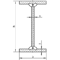 Балка двутавровая 70Ш1 сварная,Балка 70Ш1, Балка стальная 70Ш1,сварной двутавр,сварная балка