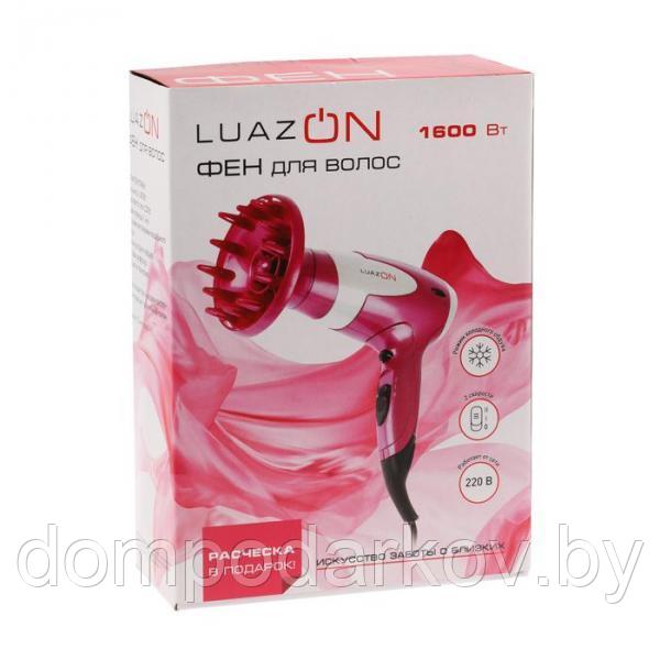 Фен LuazON LF-02, 1600 Вт, 2 скорости, 3 темп. режима, диффузор + расчёска в ПОДАРОК - фото 8 - id-p105145837