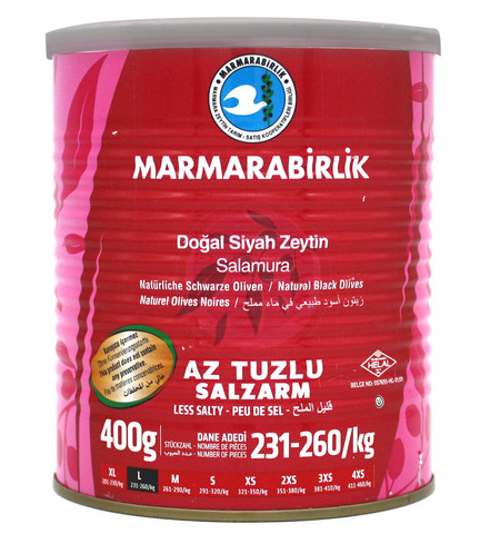 Маслины Marmarabirlik слабосоленые в рассоле L, 400 гр.(Турция)