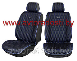 Чехлы (накидки) на сиденья МaxCar (Черный, синяя прострочка, темно-синий кант) / передние