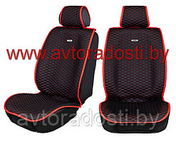 Чехлы (накидки) на сиденья МaxCar (Черный, красная прострочка, красный кант) / передние