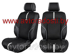 Чехлы (накидки) на сиденья МaxCar (Черный, черная вставка, серый кант) / передние