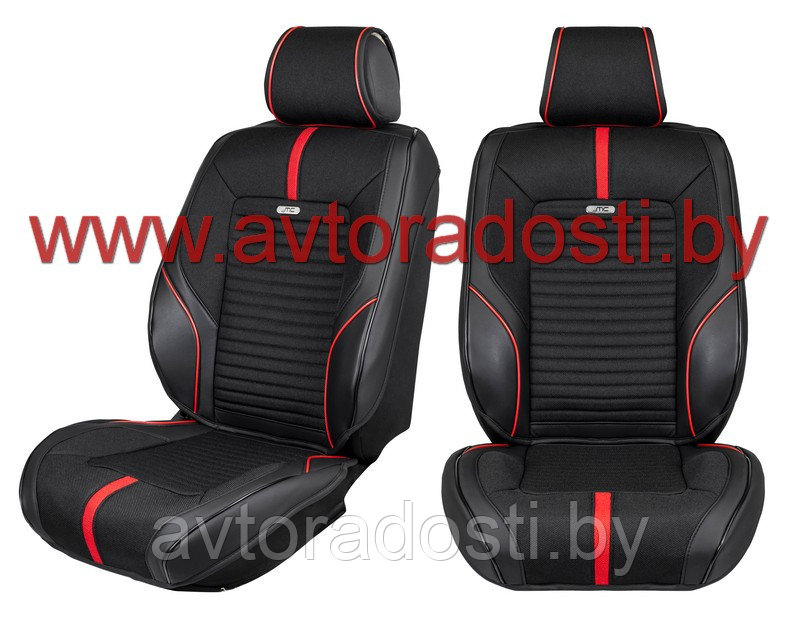 Чехлы (накидки) на сиденья МaxCar (Черный, черная вставка, красный кант) / передние - фото 1 - id-p105234084