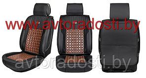 Чехлы (накидки) на сиденья МaxCar (Черный, коричневая массажная вставка, черный кант) / передние