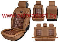 Чехлы (накидки) на сиденья МaxCar (Коричневый, коричневая массажная вставка, коричневый кант)