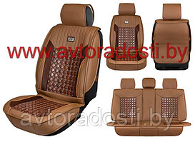 Чехлы (накидки) на сиденья МaxCar (Коричневый, коричневая  массажная вставка, коричневый кант)