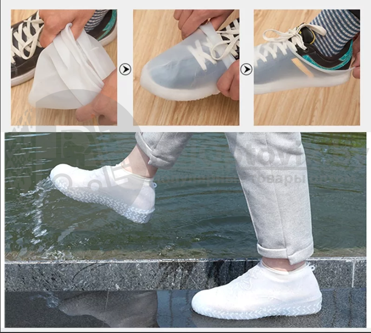 Бахилы (чехлы на обувь) от дождя и песка многоразовые силиконовые Waterproof Silicone Shoe. Суперпрочные - фото 10 - id-p105243250