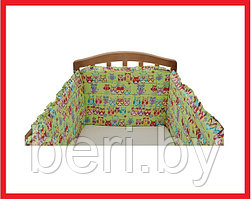 FE10130 Бортик защитный в кроватку "Совушки", 43х360 см, Фан Экотекс, Funecotex, зеленый