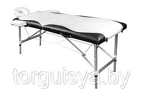 Массажный стол складной 2-х секционный алюминиевый RS BodyFit черно-белый