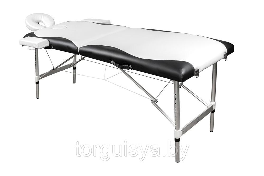 Массажный стол складной 2-х секционный алюминиевый RS BodyFit черно-белый - фото 1 - id-p105286150