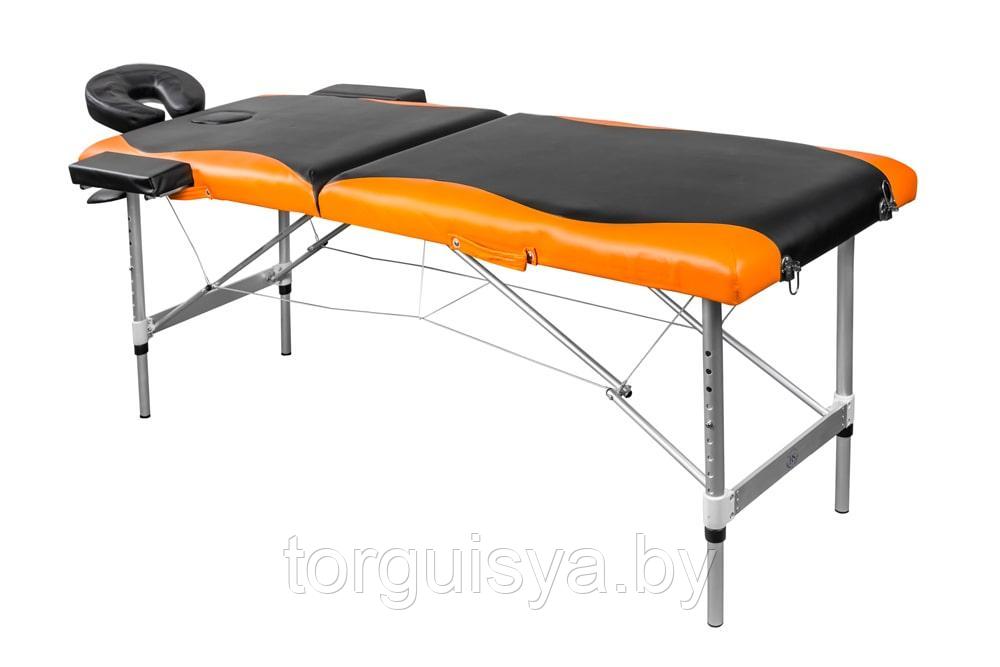 Массажный стол складной 2-х секционный алюминиевый RS BodyFit черно-оранжевый - фото 1 - id-p105286151