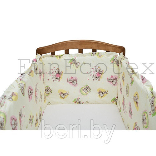 FE10146 Бортик защитный в кроватку на молнии "Влюбленный мишка", 43х360 см, Фан Экотекс, Funecotex, розовый - фото 2 - id-p105306688