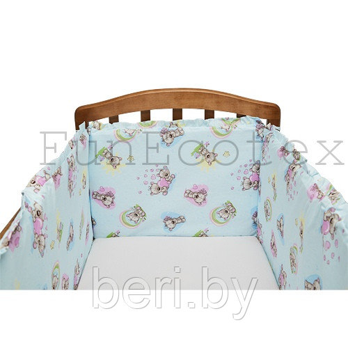 FE10146 Бортик защитный в кроватку на молнии "Влюбленный мишка", 43х360 см, Фан Экотекс, Funecotex, розовый - фото 3 - id-p105306688