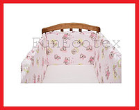 FE10146 Бортик защитный в кроватку на молнии "Влюбленный мишка", 43х360 см, Фан Экотекс, Funecotex, розовый