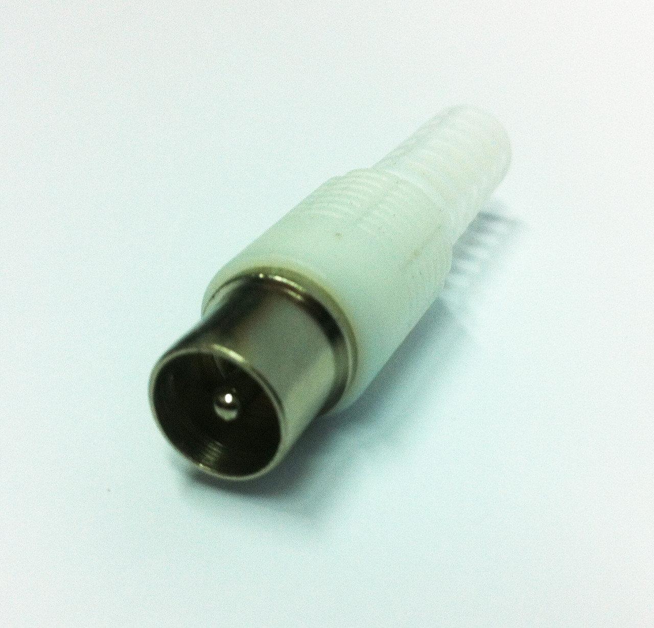 Штекер TB(PAL) на кабель RG6/U.винт-обжим ( белый пластик-никель)
