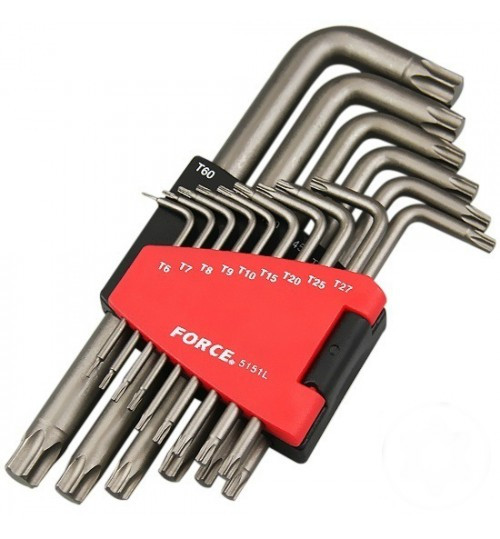Набор ключей TORX Г-образных длинных 15пр. (Т6-Т60) FORCE (5151L) - фото 1 - id-p105319423