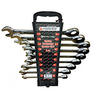 Набор ключей рожково-накидных с трещоткой 8-19мм. (9пр.) FORSAGE (51092)