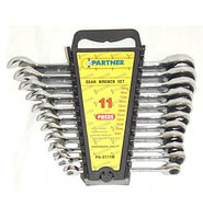 Набор ключей рожково-накидных с трещоткой 8-19мм. (11пр.) PARTNER (PA-3111M)