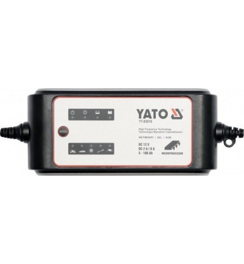 Электронное зарядное устройство (12V; 2/8A; 5-160Ah) YATO (YT-83016) - фото 1 - id-p105323513