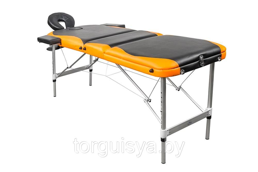 Массажный стол складной 3-секционный алюминиевый RS BodyFit черно-оранжевый - фото 1 - id-p105332907