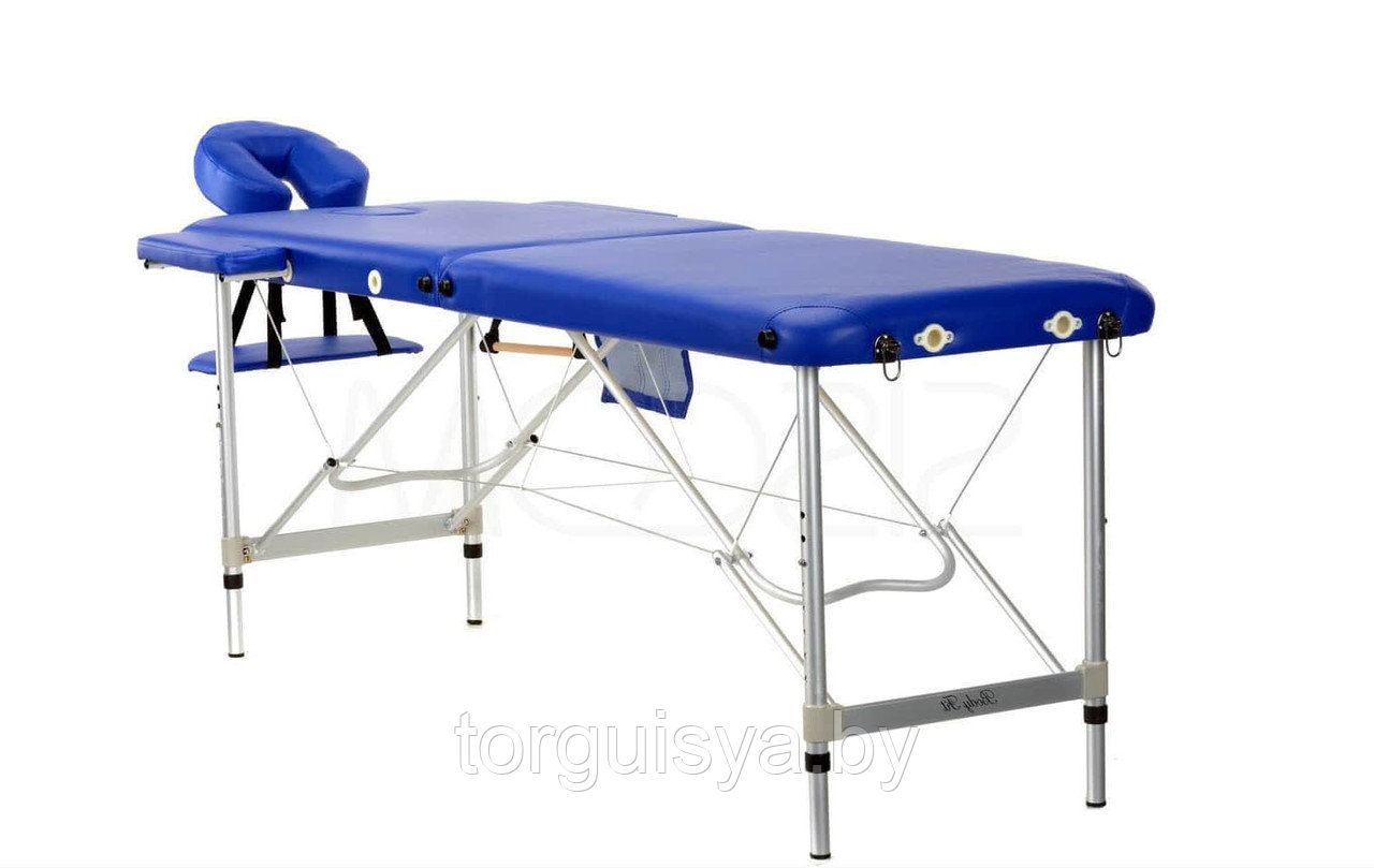 Массажный стол складной 2-х секционный алюминиевый RS BodyFit синий - фото 1 - id-p105332908