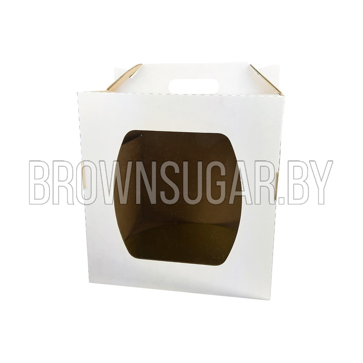 Коробка - чемодан для торта с окном Белая (Беларусь, 260х260х300 мм) - фото 1 - id-p105388157