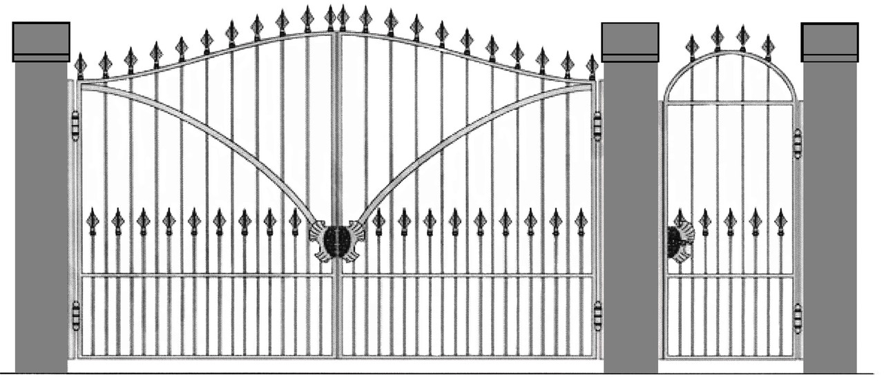 Кованая калитка со шпилями №3