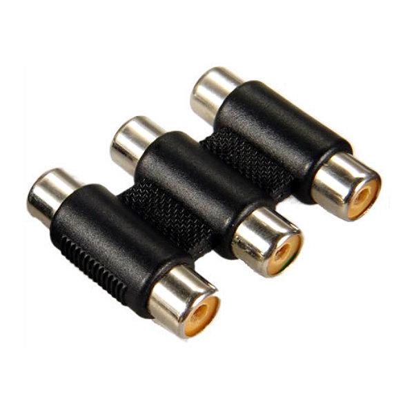 Переходник 3*RCA (тюльпан)гнезда-3*RCA (тюльпан) гнезда (пластик-никель)