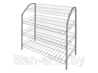 Этажерка для обуви 4-х секционная, 660х280х700 мм, серебряный, NIKA