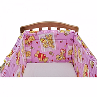 FE10112 Бортик защитный в кроватку "Тедди", бампер, бязь, 360х43 см, Фан Экотекс, Funecotex, розовый
