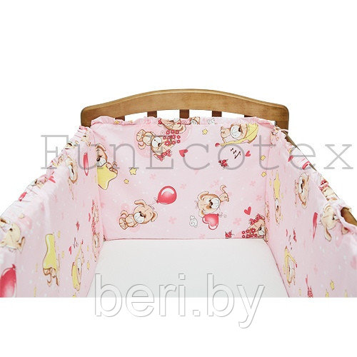 FE10144 Бортик защитный в кроватку на молнии "Мой щенок", 43х360 см, Фан Экотекс, Funecotex, розовый