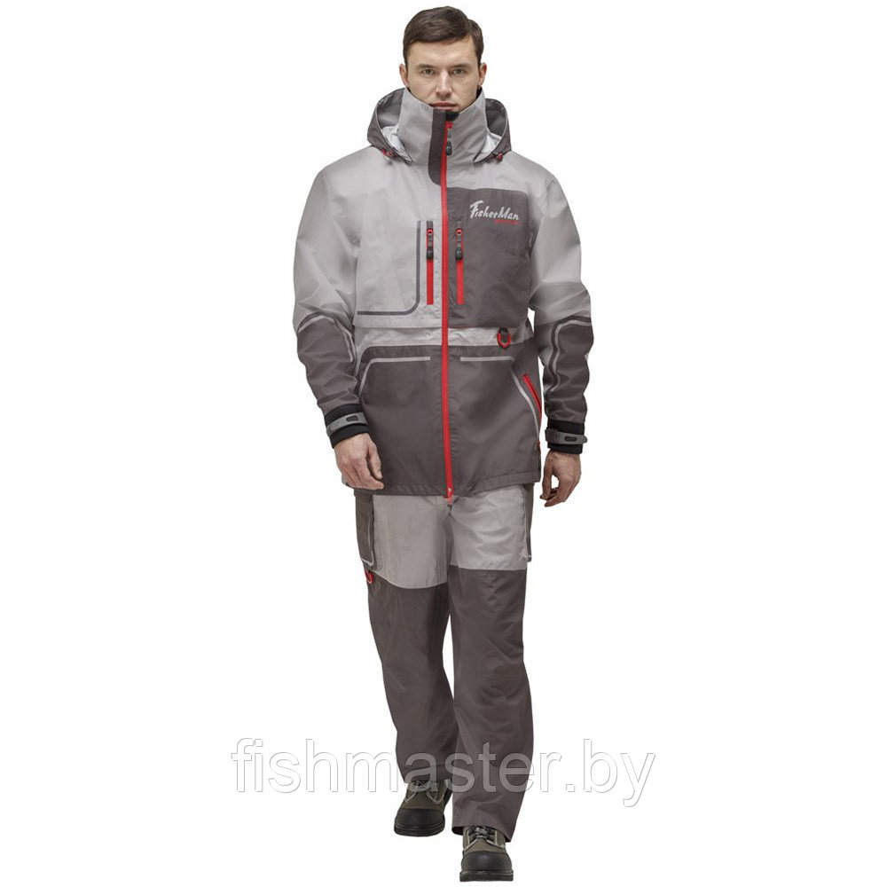 Непромокаемая куртка для рыбалки Fisherman Коаст Prime, Nova Tour, серый/красный