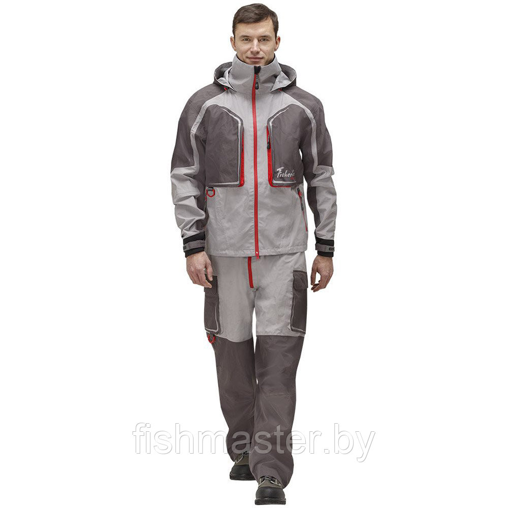 Непромокаемая куртка для рыбалки Fisherman Риф Prime, Nova Tour, серый/красный