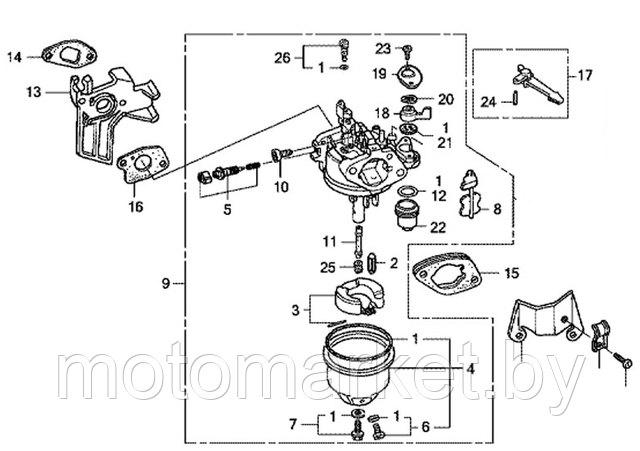 karburator GX 200, GX 160, 168F, 170 F  motomarket.by