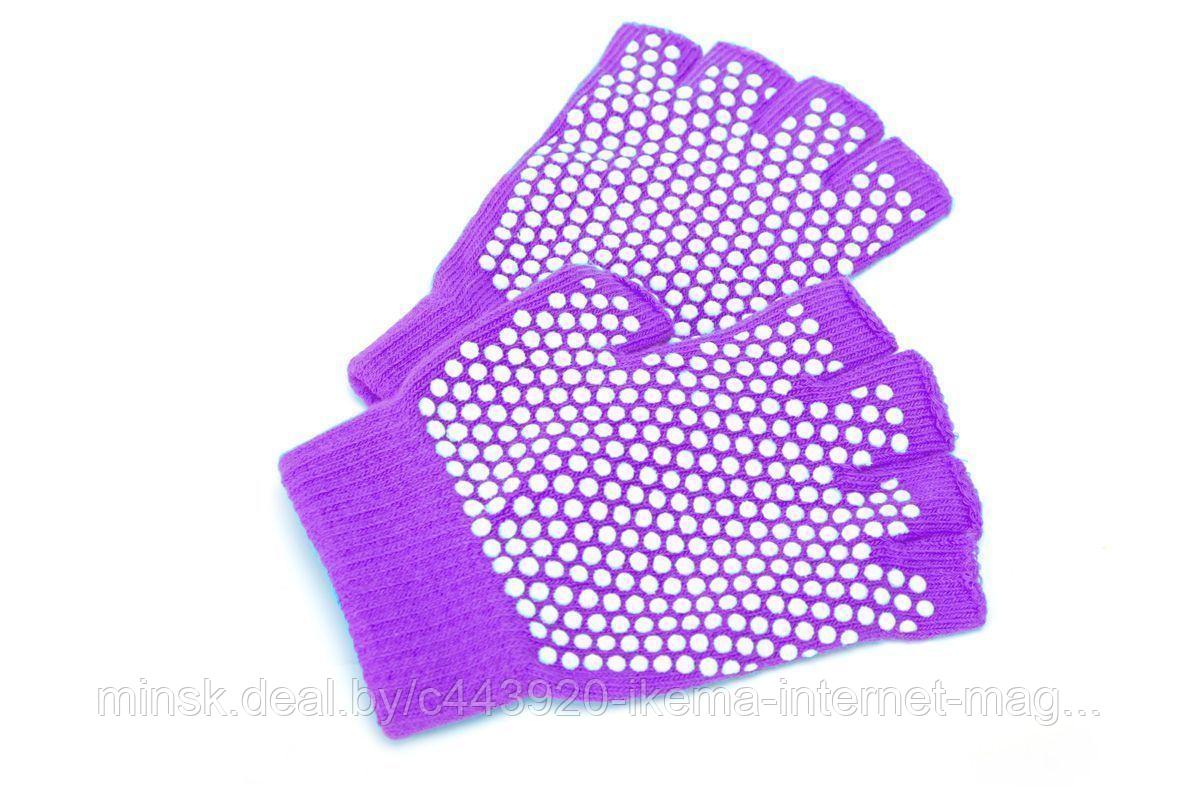 Перчатки противоскользящие для занятий йогой фиолетовый цвет - фото 3 - id-p105553550
