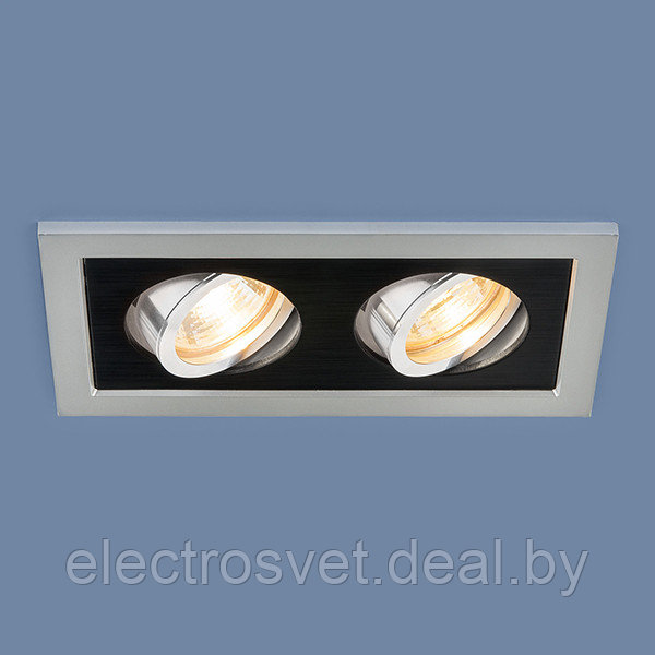 Точечный светильник с поворотным механизмом 1031/2 MR16 SL/BK серебро/черный - фото 1 - id-p105555341