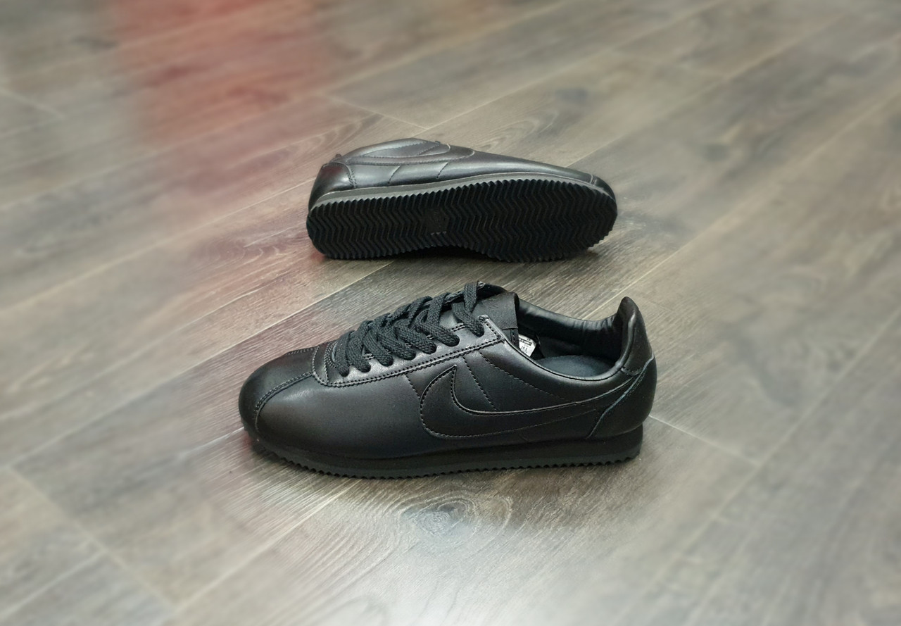 Кроссовки Nike Classic Cortez Leather Full Black - фото 1 - id-p105557746