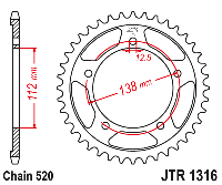 Звездочка ведомая JTR1316.43 зубьев