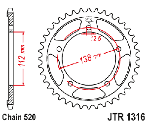 Звездочка ведомая JTR1316.43 зубьев