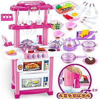 Детская кухня 768b, 83 см с водой, розовая, свет, звук, двухсторонняя