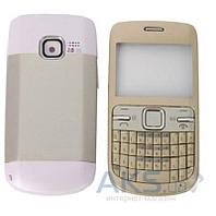 Корпус для Nokia C3-00 белый + серебристый совместимый