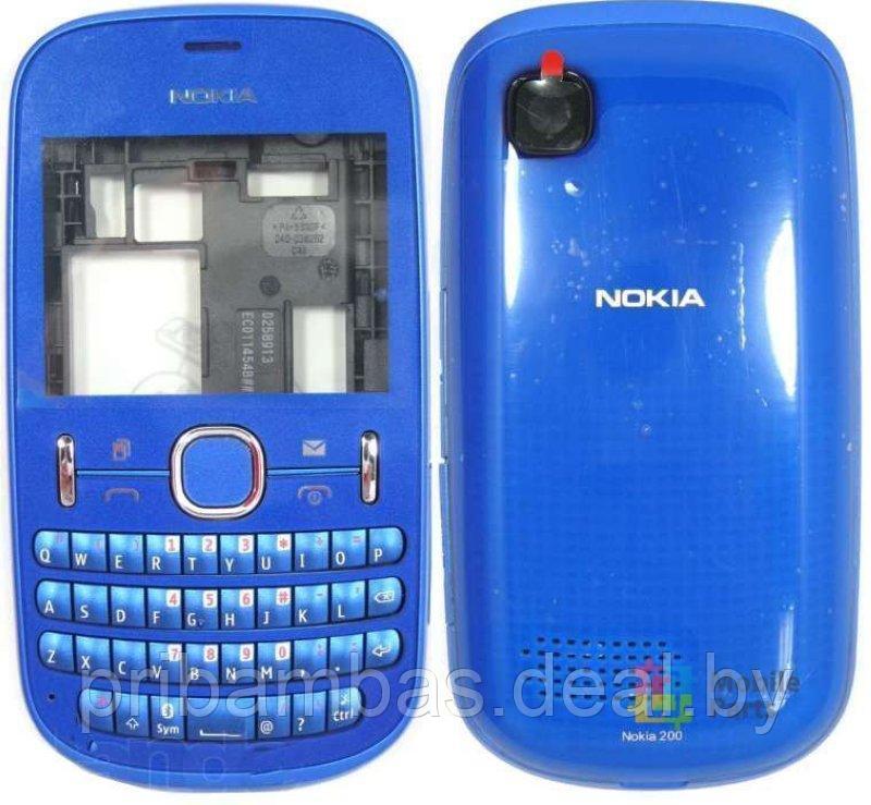 Корпус для Nokia Asha 200 синий совместимый