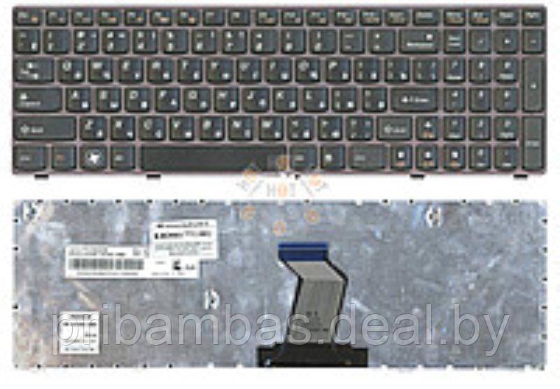 Клавиатура для ноутбука Lenovo IdeaPad B570, B590, V570, Z570 RU чёрная на серой подложке - фото 1 - id-p7101121