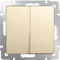 Выключатель двухклавишный проходной (шампань рифленый) WL10-SW-2G-2W