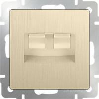 Розетка телефонная RJ-11 и Еthernet RJ-45 (шампань рифленый) WL10-RJ11-45